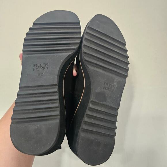 EILEEN FISHER Lilou Nubuck and Recycled Stretch Knit Bootie in Black Size 8.5 - Picture 6 of 8